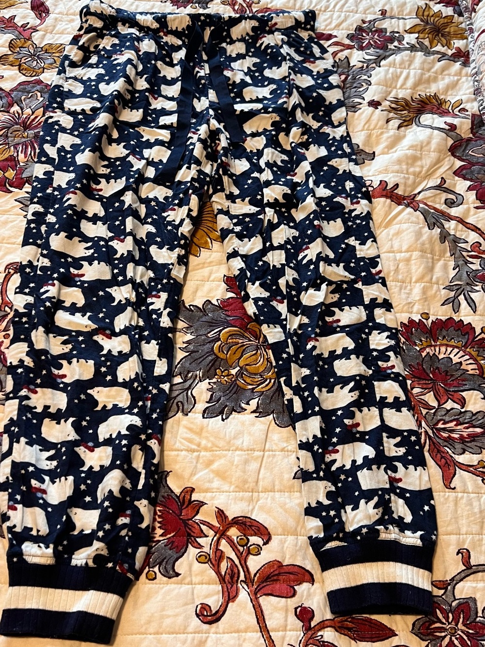 aerie Navy and White Polar Bear Print Pajama Bottoms